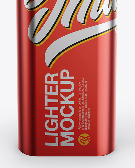 Metallic Lighter Mockup - High-Angle Shot on Yellow Images Object Mockups