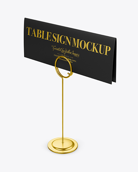 Table Sign W/ Metallic Holder Mockup