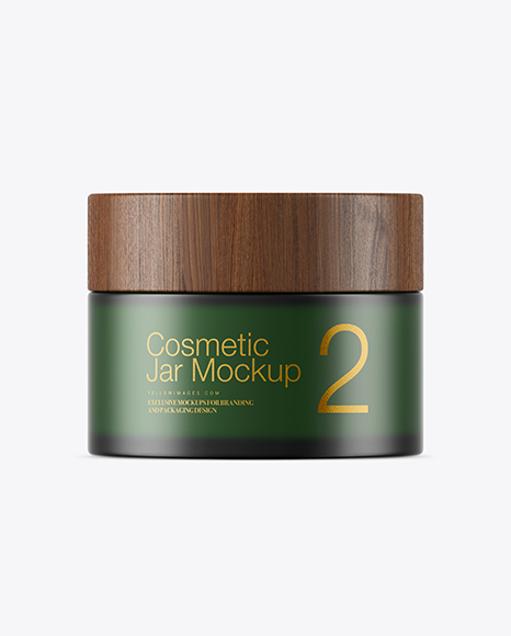 Dark Frosted Green Glass Cosmetic Jar Mockup PSD #1