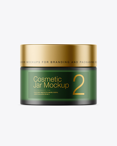 Frosted Green Glass Cosmetic Jar Mockup PSD #2