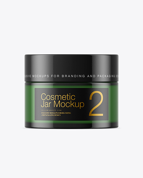 Green Glass Cosmetic Jar Mockup PSD #2