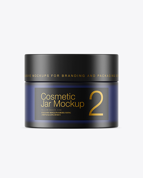 Dark Frosted Blue Glass Cosmetic Jar Mockup PSD #2