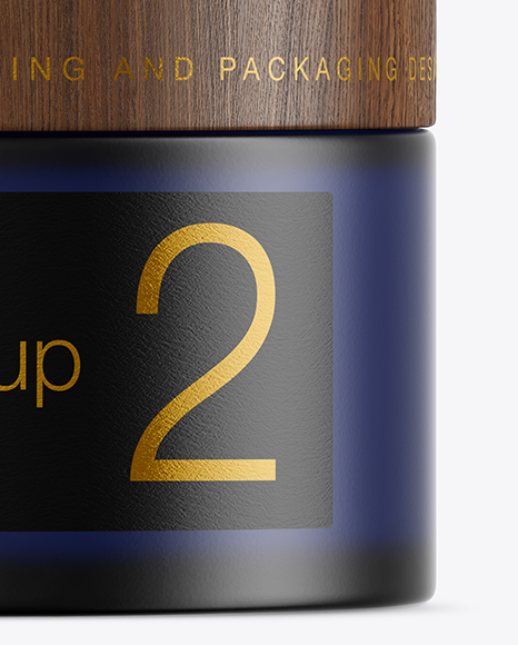 Dark Frosted Blue Glass Cosmetic Jar Mockup PSD #7