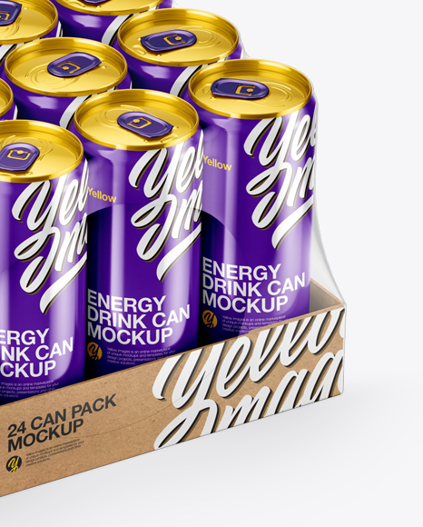 Download Glossy Pack With 24 Cans Psd Mockup Yellowimages