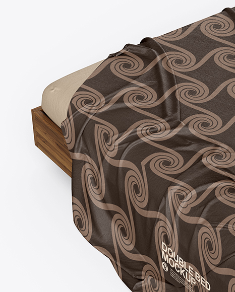 Wooden Double Bed Mockup PSD #1