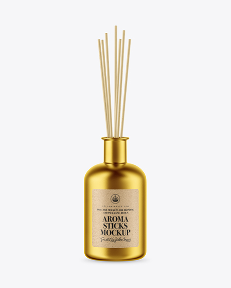 Download Metallized Bottle With Aroma Sticks Mockup In Bottle Mockups On Yellow Images Object Mockups Yellowimages Mockups