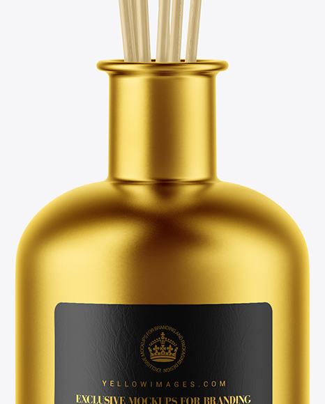 Metallized Bottle With Aroma Sticks Mockup In Bottle Mockups On Yellow Images Object Mockups