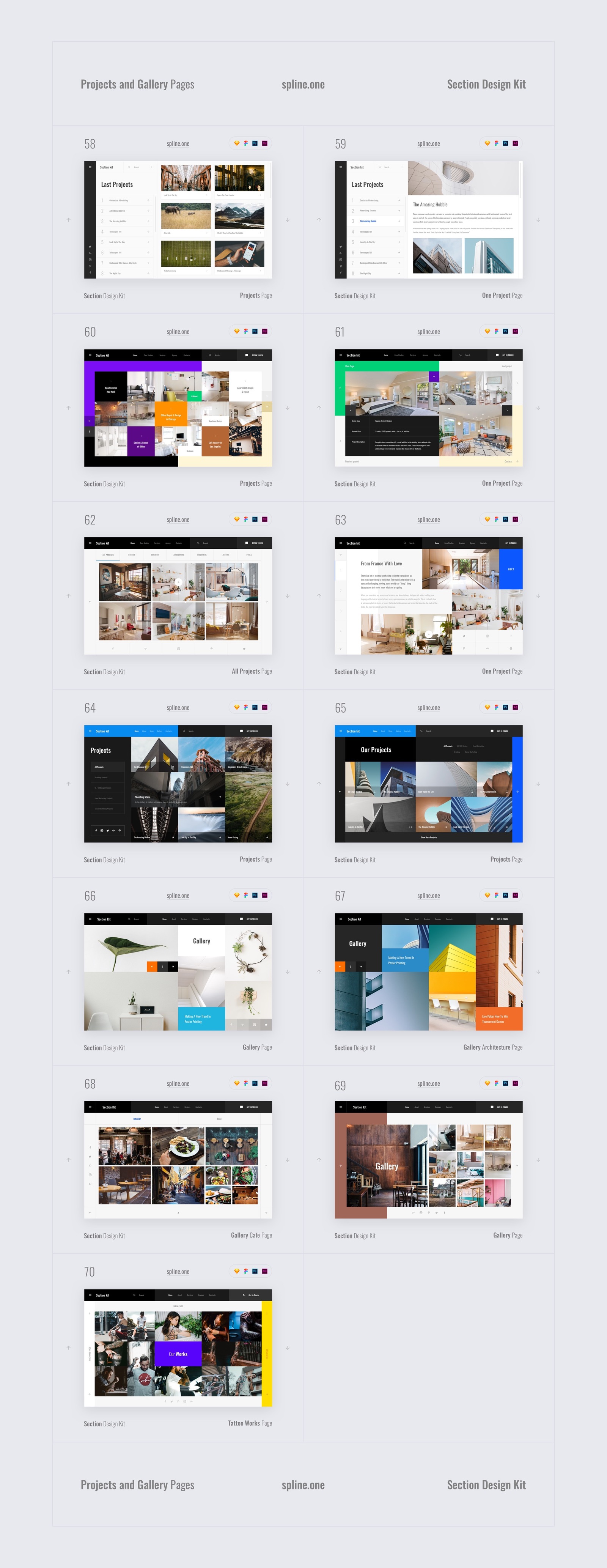 Section Desing Kit 100 Pages For Sketch Psd Figma Adobe Xd In Creative Store On Yellow Images Creative Store