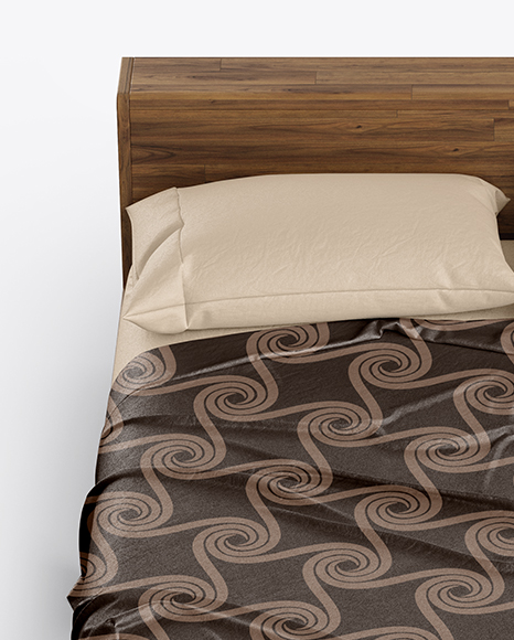 Wooden Double Bed Mockup PSD #2