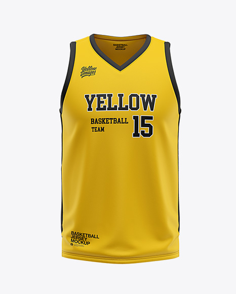 Download Men's V-Neck Basketball Jersey Mockup - Front View in Apparel Mockups on Yellow Images Object ...