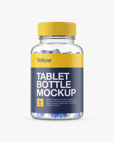 Clear Bottle With Capsules Mockup In Bottle Mockups On Yellow Images Object Mockups