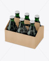 Download Kraft Paper 6 Pack Green Glass Bottle Carrier Mockup - Halfside View (High-Angle Shot) in Bottle ...