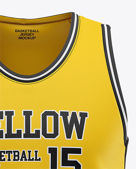 Download Men's U-Neck Basketball Jersey Mockup - Front View in Apparel Mockups on Yellow Images Object ...