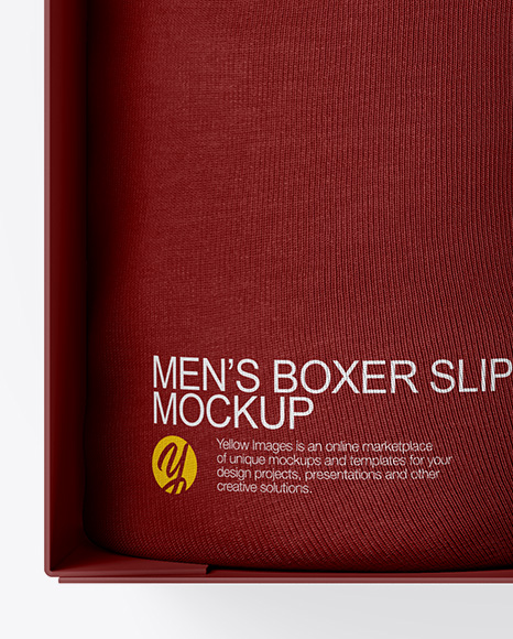 Download Box With 2 Men S Boxer Slips Mockup In Apparel Mockups On Yellow Images Object Mockups