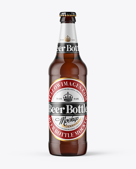 500ml Amber Glass Beer Bottle Mockup