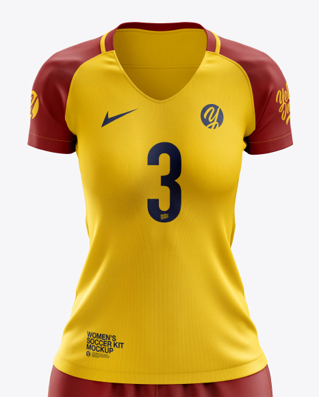 Download Women S Soccer Kit Mockup Front View In Apparel Mockups On Yellow Images Object Mockups