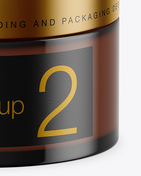 Amber Glass Cosmetic Jar Mockup PSD #7