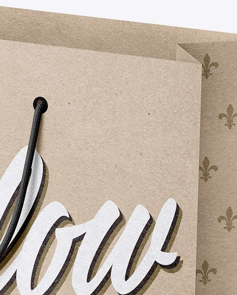 Kraft Shopping Bag   Half Side View PSD #1