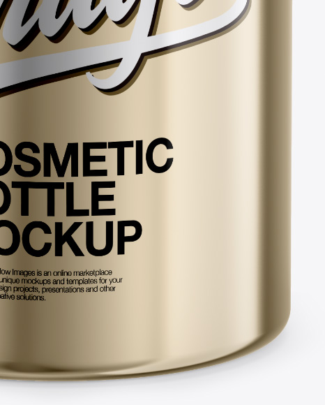 Metallic Cosmetic Bottle Mockup In Bottle Mockups On Yellow Images Object Mockups