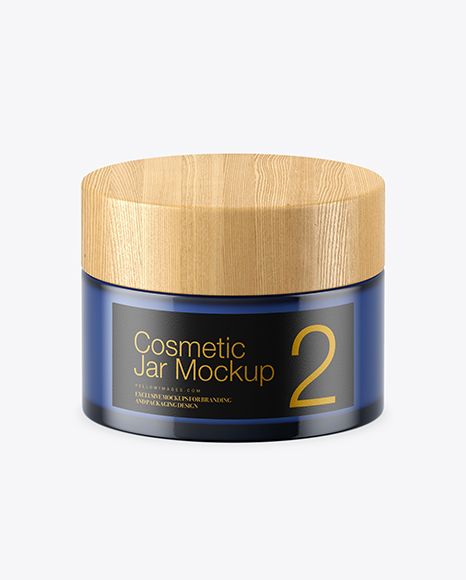Blue Glass Cosmetic Jar Mockup PSD #1