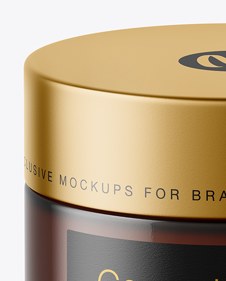 Dark Amber Glass Cosmetic Jar Mockup PSD #6