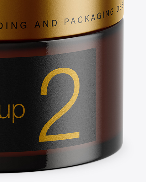 Dark Amber Glass Cosmetic Jar Mockup PSD #7