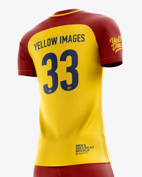 Download Men S Full Soccer Kit Mockup Hero Back Shot In Apparel Mockups On Yellow Images Object Mockups