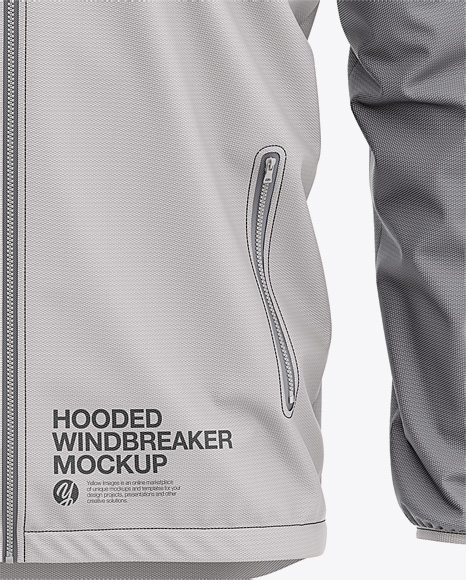 Men S Lightweight Hooded Windbreaker Jacket Front View In Apparel Mockups On Yellow Images Object Mockups