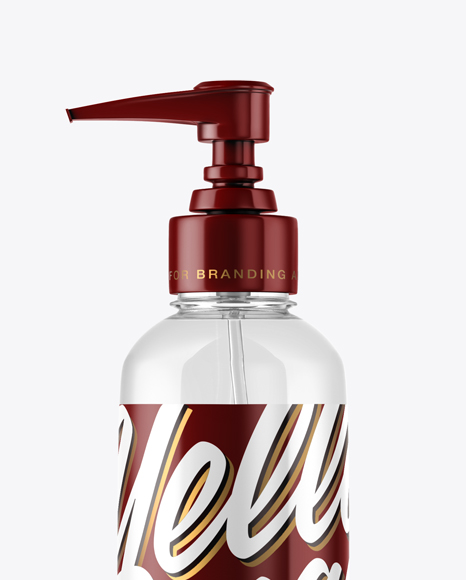Clear Cosmetic Bottle with Pump Mockup PSD #2
