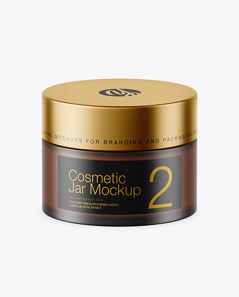 Frosted Amber Glass Cosmetic Jar Mockup PSD #2