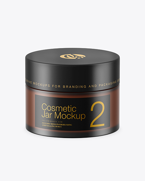 Frosted Amber Glass Cosmetic Jar Mockup PSD #1
