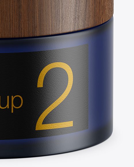 Dark Frosted Blue Glass Cosmetic Jar Mockup PSD #6