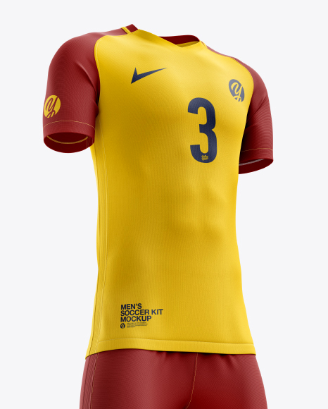 Download Men S Full Soccer Kit Mockup Hero Shot In Apparel Mockups On Yellow Images Object Mockups