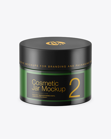 Green Glass Cosmetic Jar Mockup PSD #2