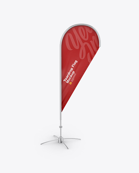 Matte Teardrop Flag Mockup In Outdoor Advertising Mockups On Yellow Images Object Mockups