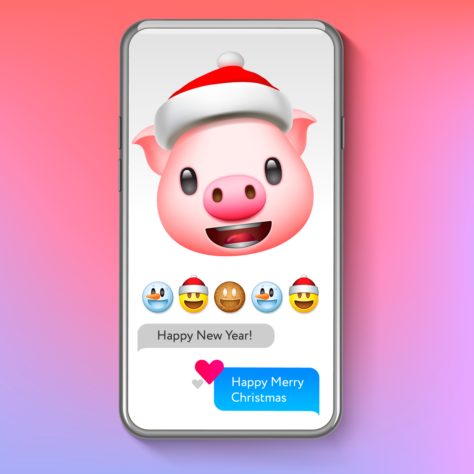 Download Christmas Emoji Holiday Smiley Faces In Santa S Hat Emoticon Set In Icons On Yellow Images Creative Store PSD Mockup Templates
