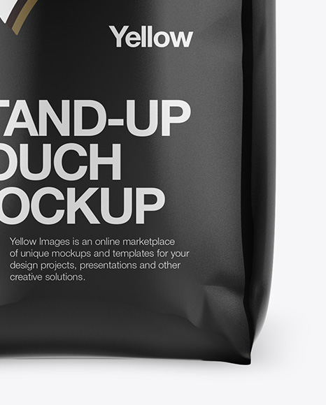 Download 1000g Glossy Coffee Bag Mockup Front View In Pouch Mockups On Yellow Images Object Mockups