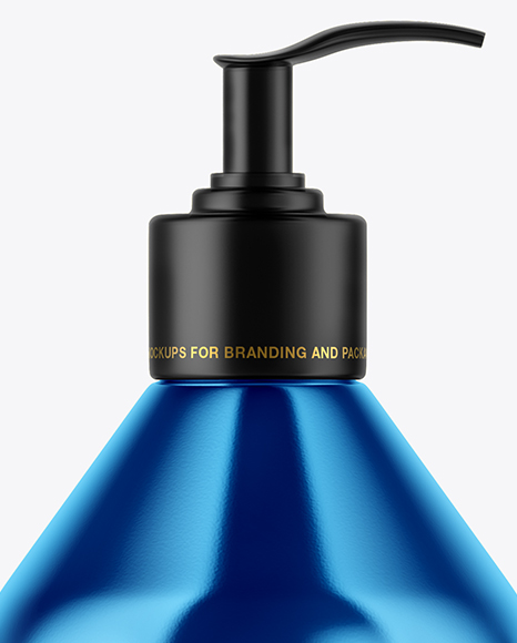 Metallic Cosmetic Bottle With Pump Mockup In Bottle Mockups On Yellow Images Object Mockups