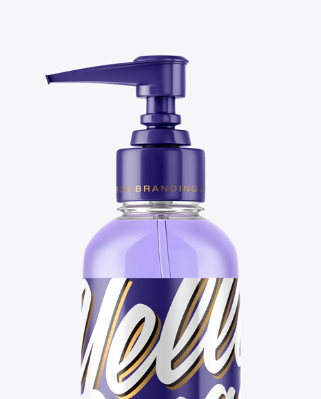 Clear Cosmetic Bottle with Pump Mockup PSD #2