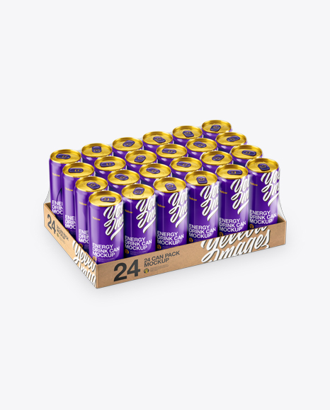 Transparent Pack with 24 Glossy Aluminium Cans Mockup Transparent Pack with 24 Glossy Aluminium Cans Mockup