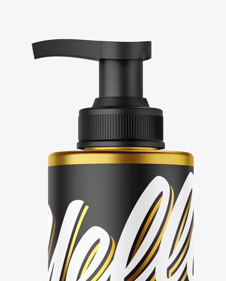 Metallic Cosmetic Bottle with Pump Mockup PSD #2