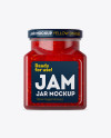 Glass Raspberry Jam Jar Mockup on Yellow Images Object Mockups