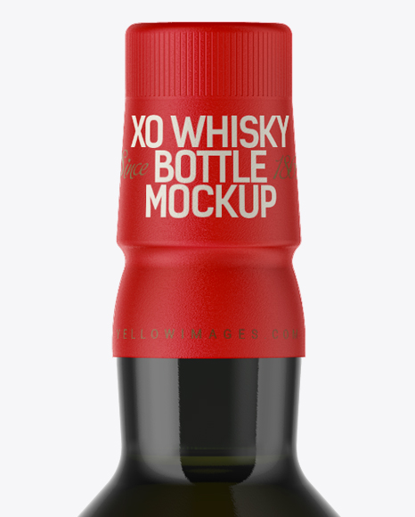 Dark Green Glass Bottle w  Whisky Mockup PSD #1