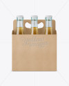 Kraft Paper 6 Pack Beer Bottle Carrier Mockup - Front View - Free