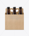 Kraft Paper 6 Pack Amber Bottle Carrier Mockup - Front View on Yellow