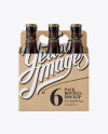 Kraft Paper 6 Pack Amber Bottle Carrier Mockup - Front View on Yellow