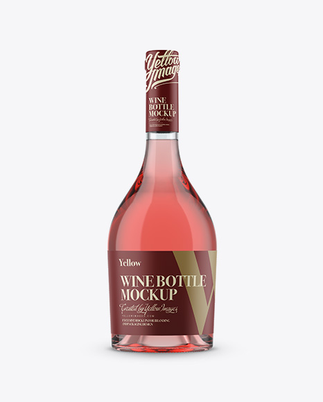 Download Glass Pink Wine Bottle Mockup in Bottle Mockups on Yellow Images Object Mockups