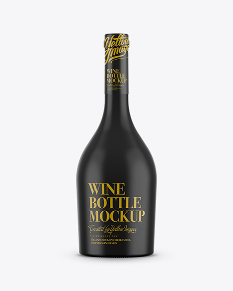 Download Matte Black Glass Wine Bottle Mockup In Bottle Mockups On Yellow Images Object Mockups