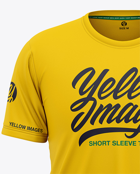 Download Men S Short Sleeve T Shirt Mockup Front View In Apparel Mockups On Yellow Images Object Mockups