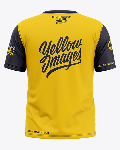 Download Men S Short Sleeve T Shirt Mockup Back View In Apparel Mockups On Yellow Images Object Mockups